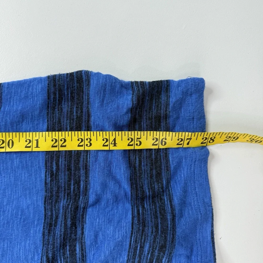 Laila Jayde Tunic Top Womens Medium Blue Black Striped Knit Dolman Boxy